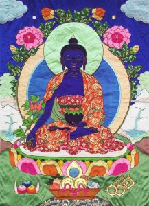 Medicine Buddha silk thangka by LeslieRW