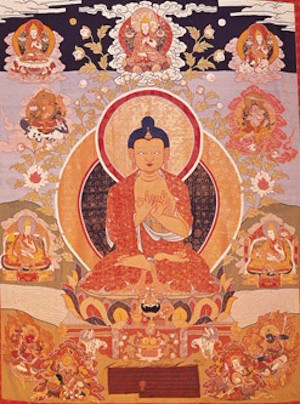 36" Tibet Buddhism Silk Satin Cloth bai Buddha lucky Thangka Embroidery Mural 